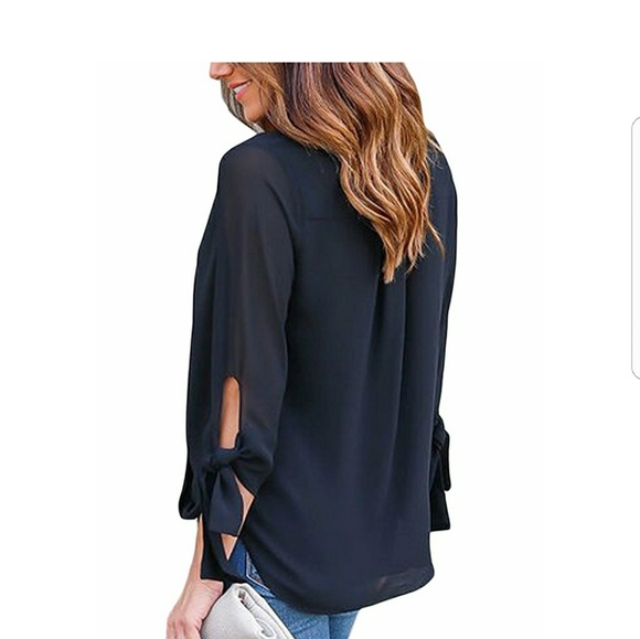 ELOISE Black V Neck Blouse - Picture 2 of 5
